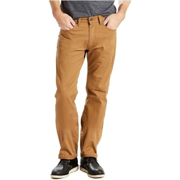 Levi's Men's 505 Regular Fit Jeans Caraway Stretch Twill 38W x 32L Tan Khaki - Picture 1 of 10